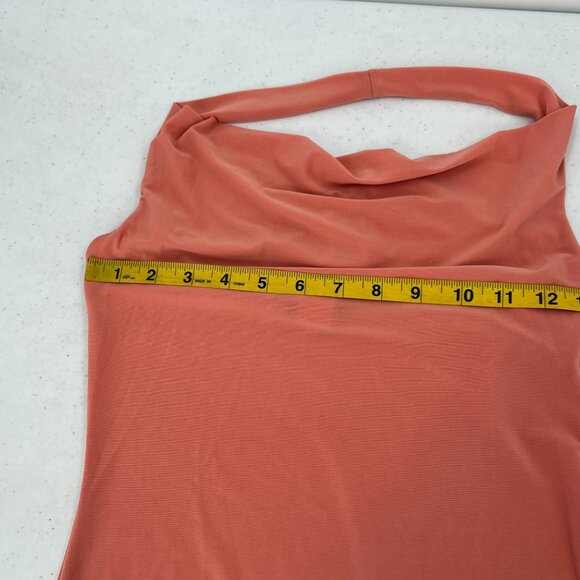 Wet Seal Y2K S Halter Cowl Neck Top Peach Lace Trim Stretch Made in USA - Picture 3 of 8